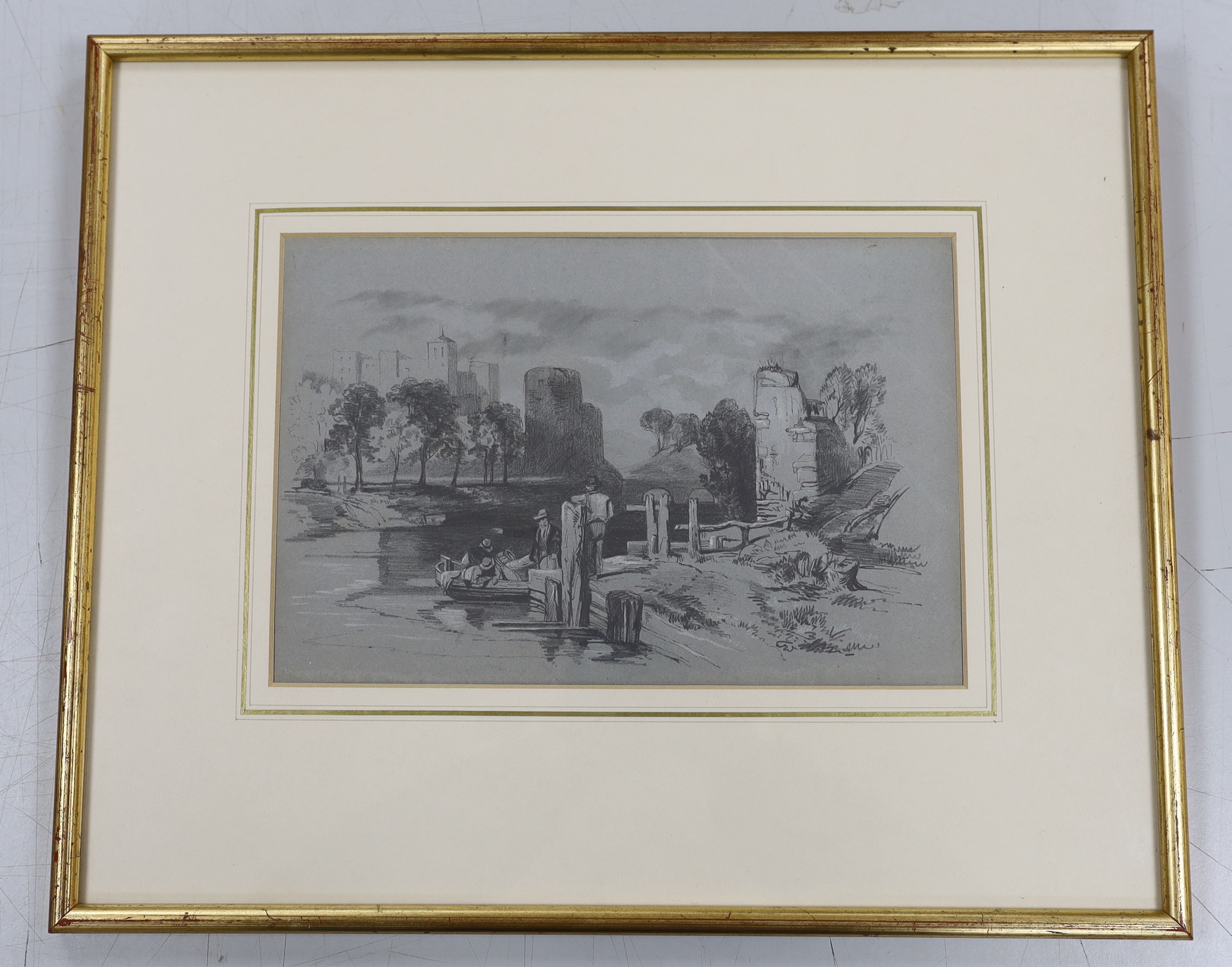 James Duffield Harding (1797-1863), pencil sketch, On the River Thames at Kew, inscribed verso 'Bought from Abbott & Holder 1984', 18 x 27cm